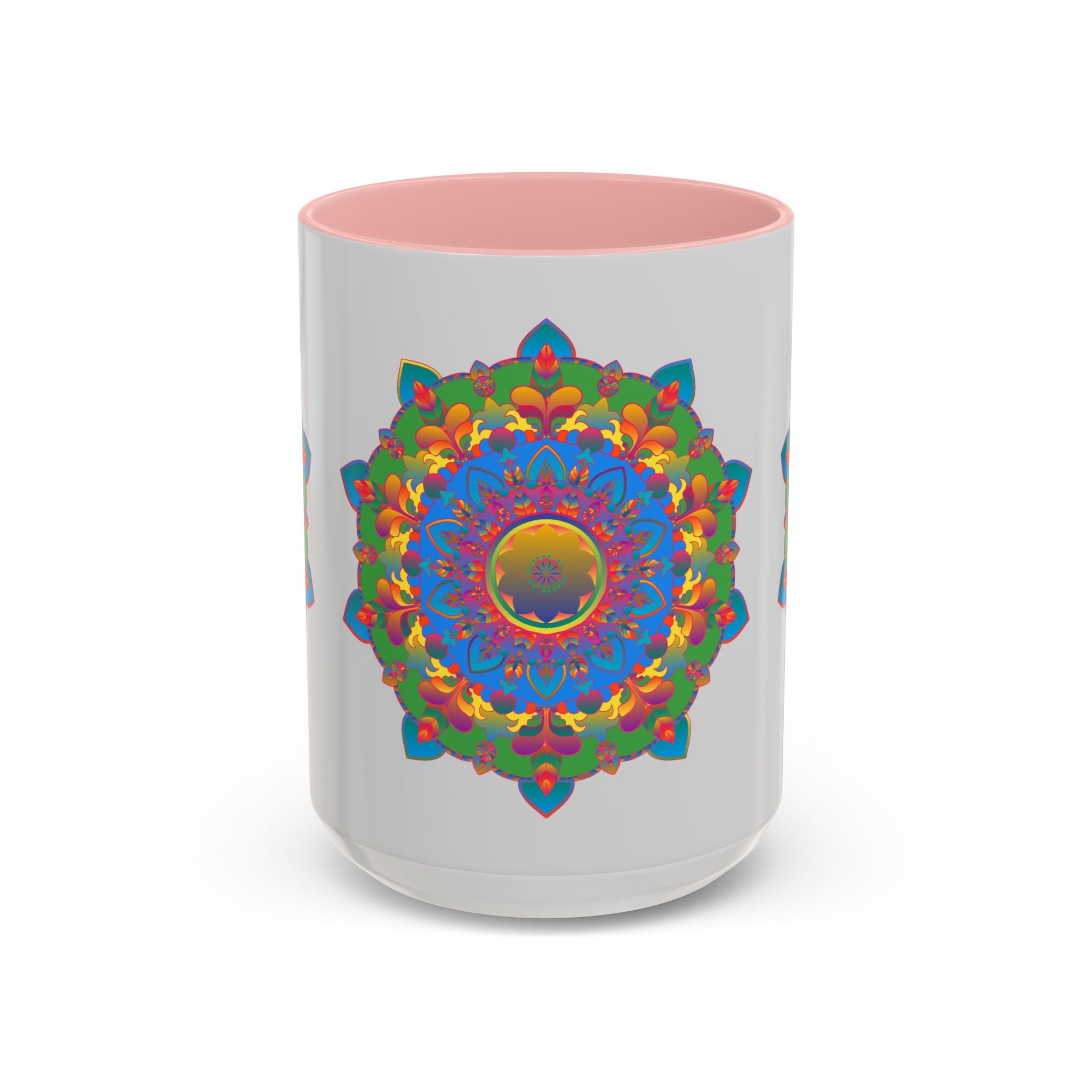 Elegant and unique mandala flower design on grey tea mug