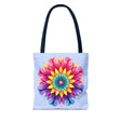 Colorful rainbow mandala tote bag with intricate design and vibrant hues