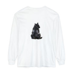 Black Cat Mystique Long Sleeve T-Shirt with intricate cat design and soft, comfortable fabric