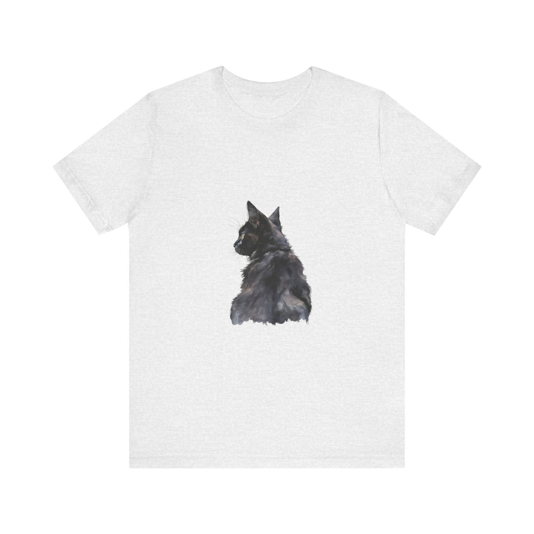 Black cat watercolor tee with a mysterious and enchanting design