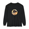 Black Cat & Moon Night Sky T-Shirt featuring a beautiful black cat sitting under a glowing moon against a starry sky background