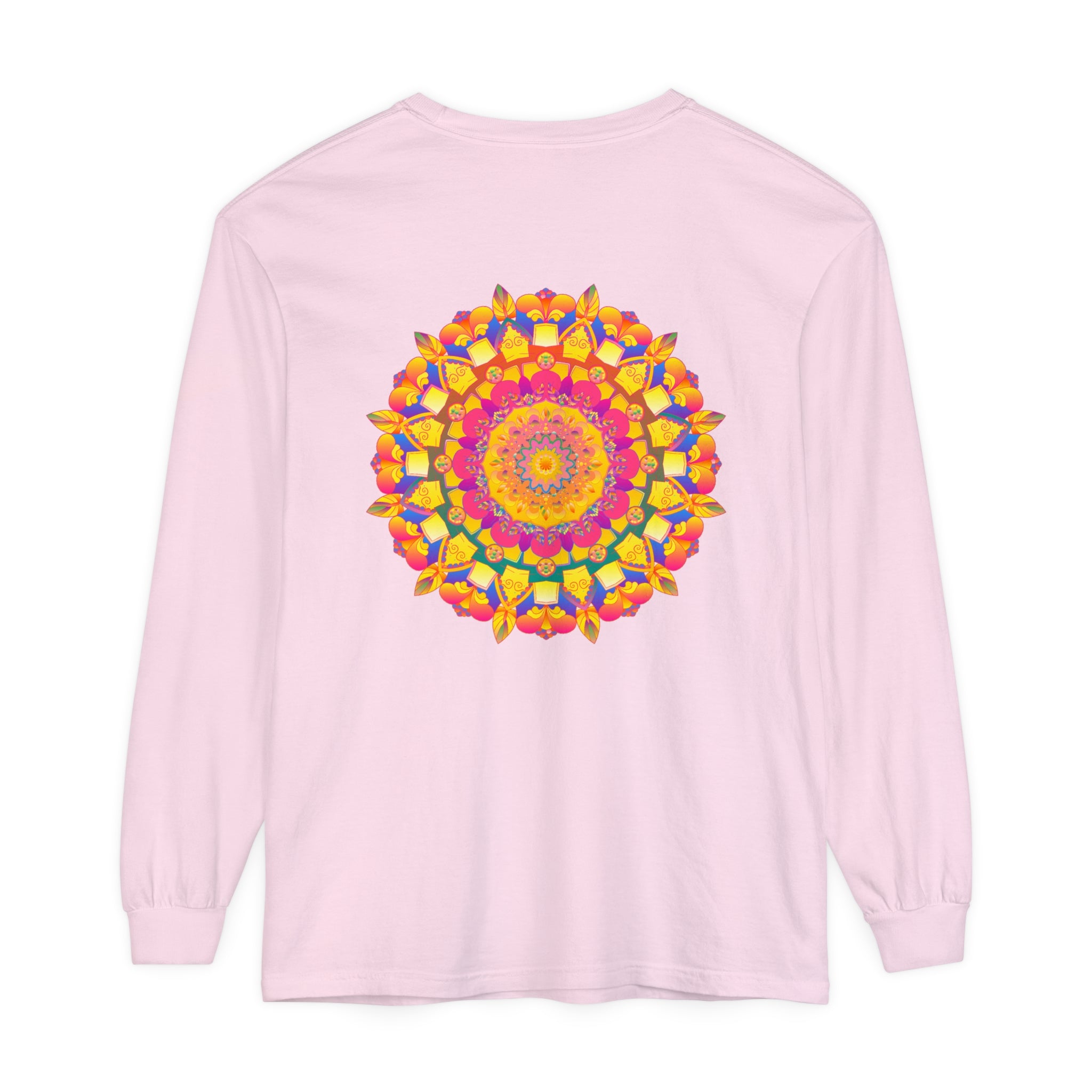 Colorful Mandala Long Sleeve T-Shirt featuring vibrant psychedelic art design