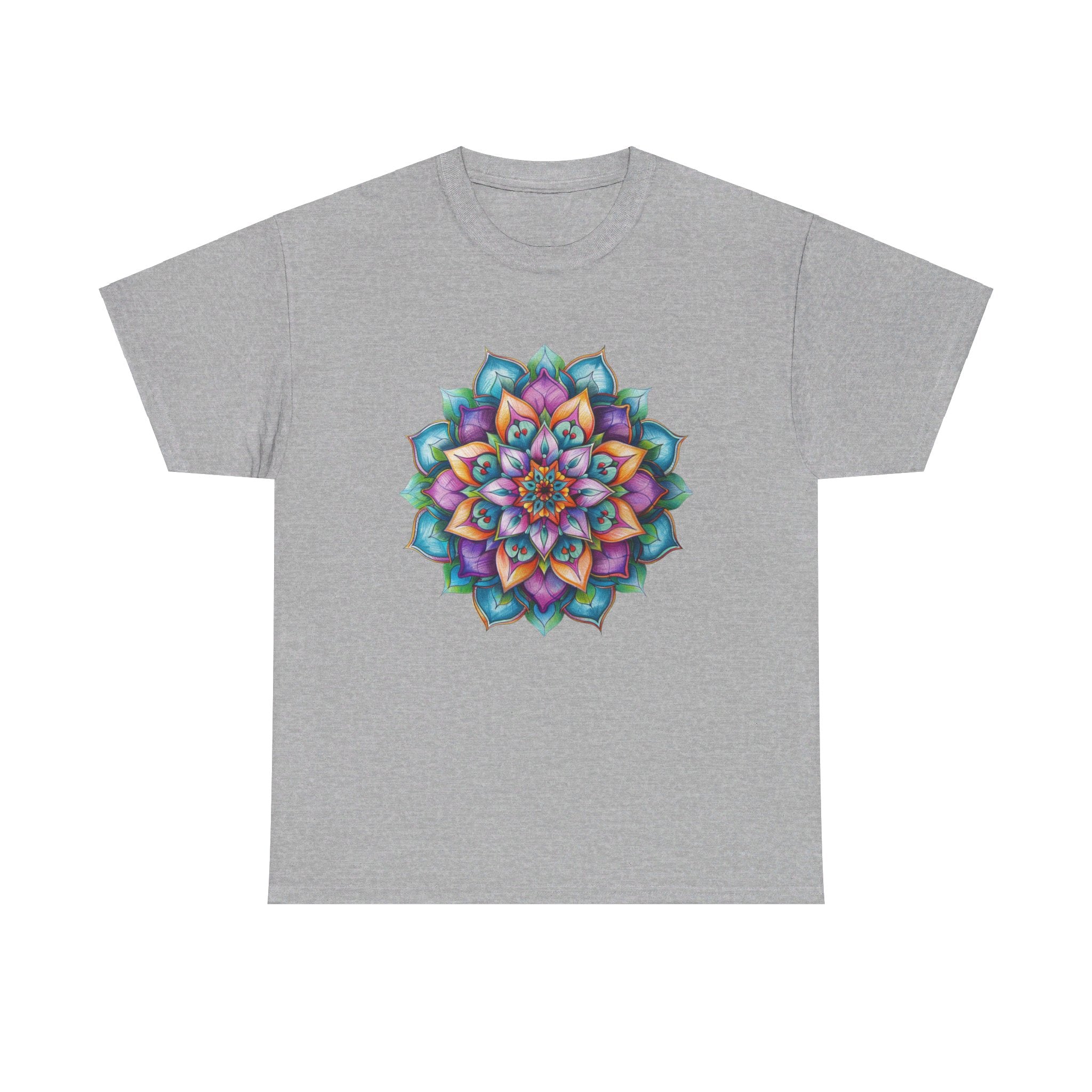 Stylish and versatile Mandala Art Yoga Mindfulness - Unisex Heavy Cotton Tee suitable for yoga and everyday wear