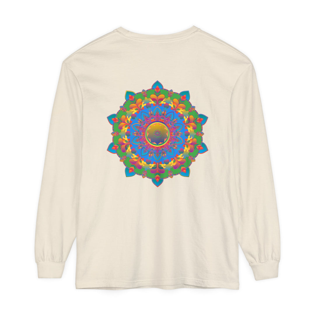 Stylish long sleeve t-shirt with a vibrant and intricate mandala design