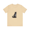 Black Cat Mystery - T-Shirt: A black t-shirt with a mysterious cat silhouette design