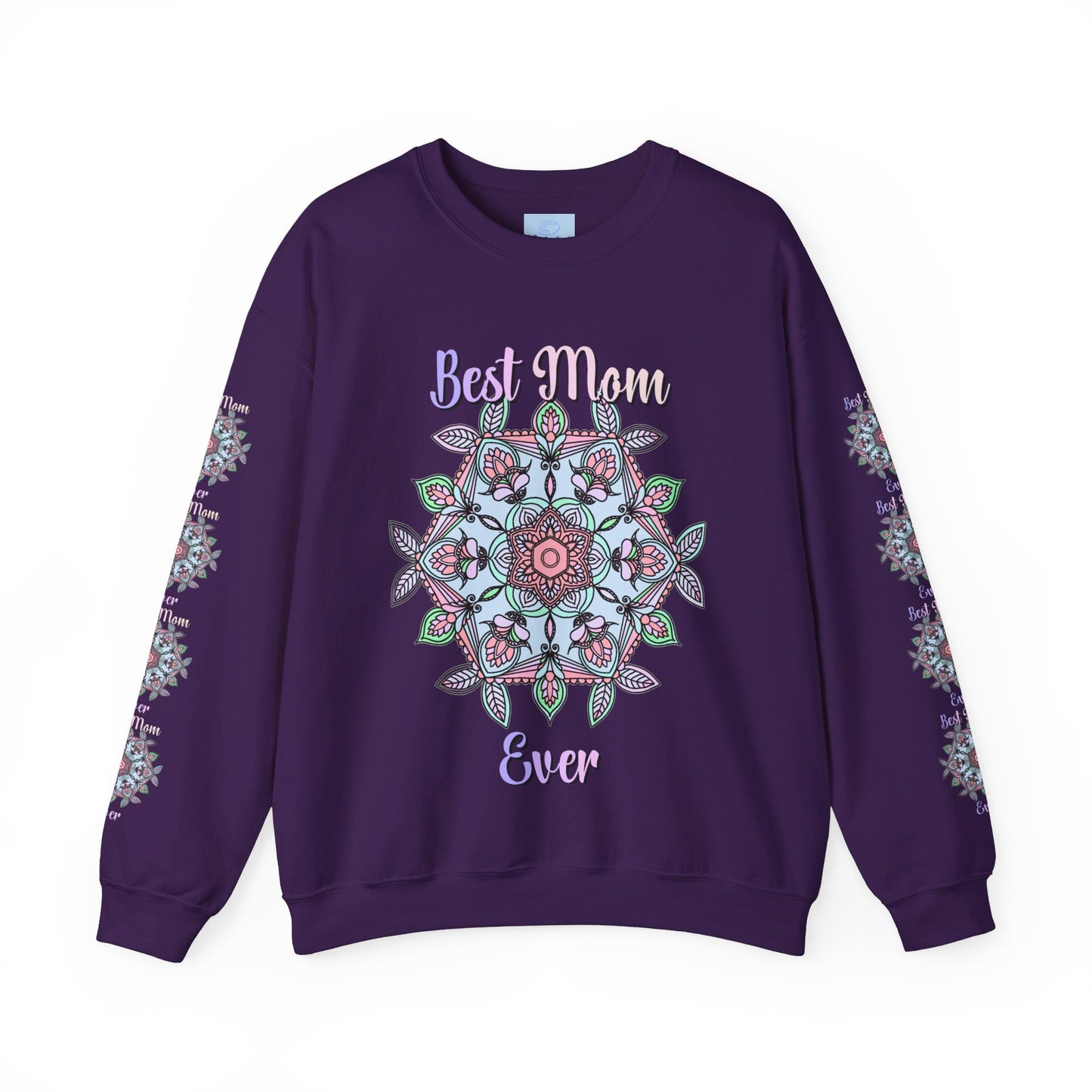 Unisex heavy blend crewneck sweatshirt in black with 'Best Mom Ever' design, perfect birthday gift for mom