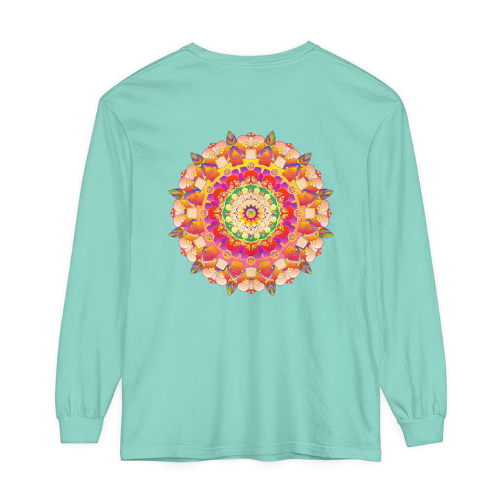 Colorful and intricate mandala design on a comfortable unisex long sleeve t-shirt