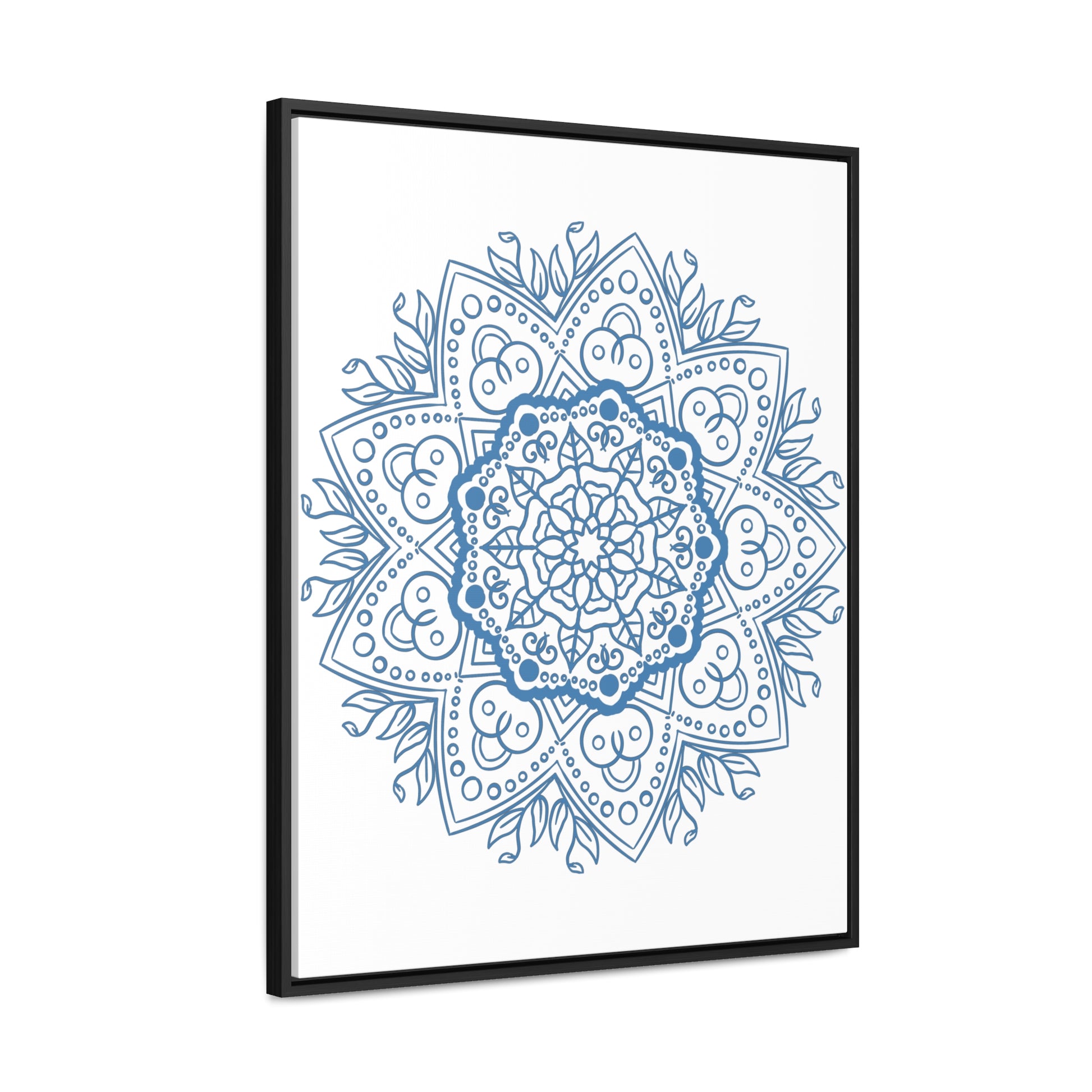 Handmade steel blue Mandala Design Wall Art on gallery canvas wraps