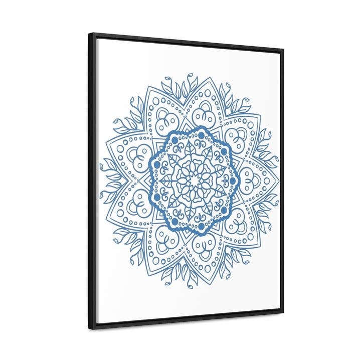 Handmade steel blue Mandala Design Wall Art on gallery canvas wraps