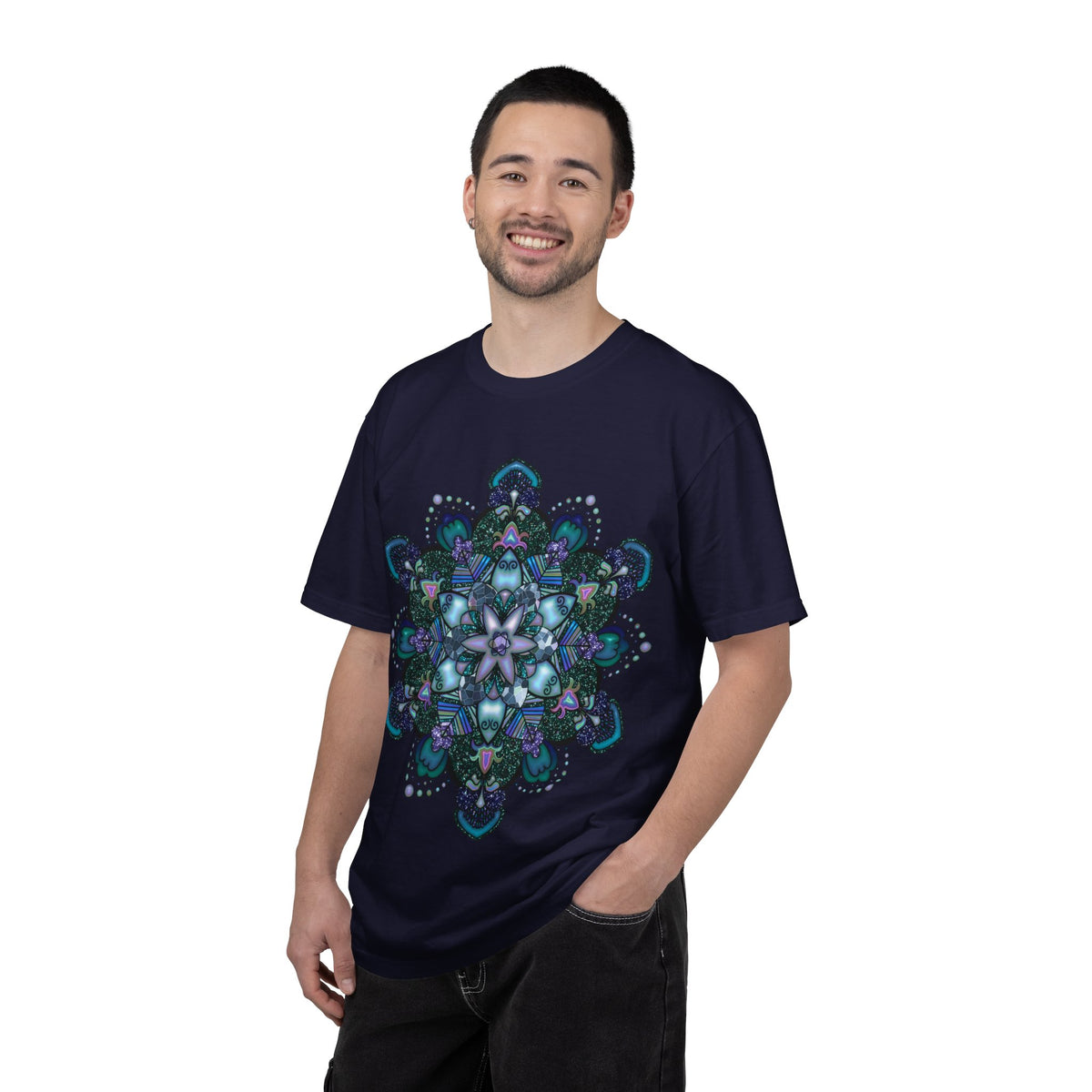 Mandala T-Shirt – Blue Purple Boho Geometric Floral Design