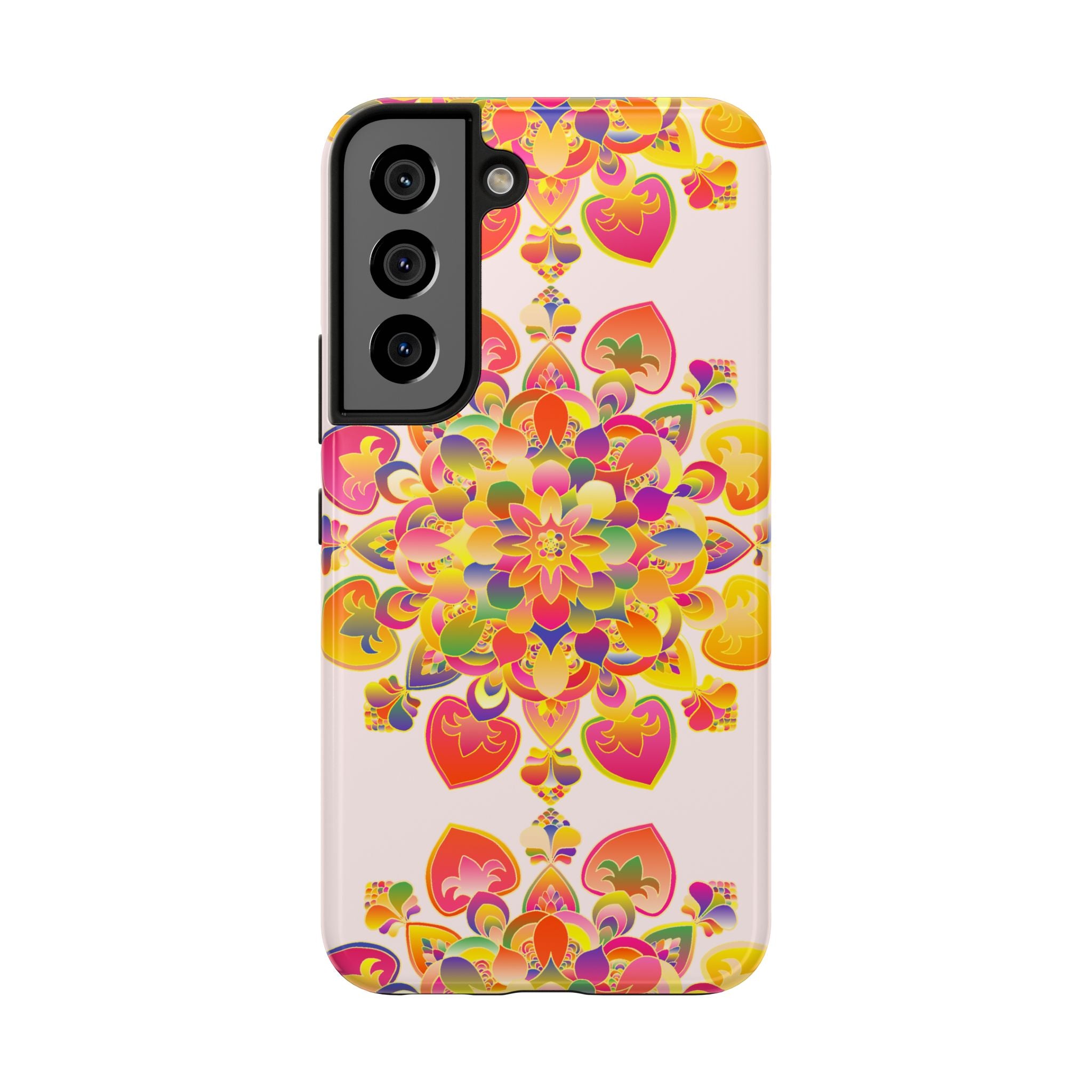 Beautiful hand drawn mandala art phone case with intricate floral patterns