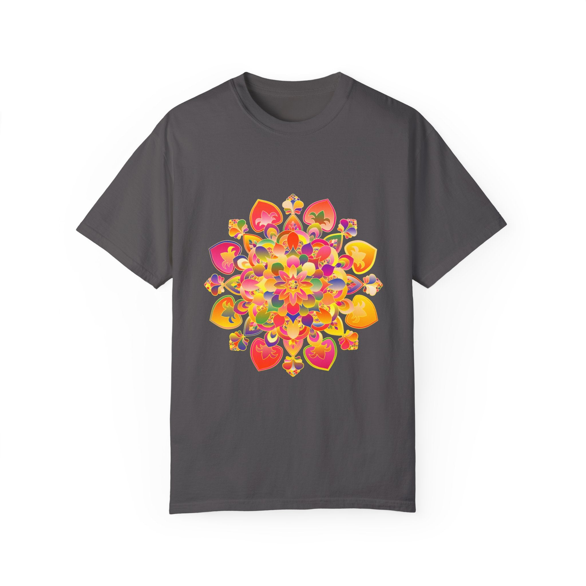 Vibrant Mandala T-Shirt featuring a colorful and intricate hand-drawn design