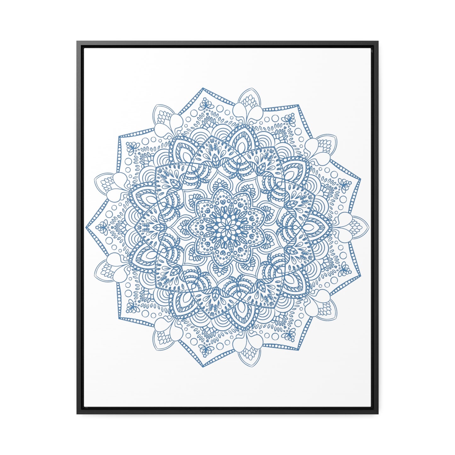 Beautiful steel blue Mandala Design Wall Art on gallery canvas wraps