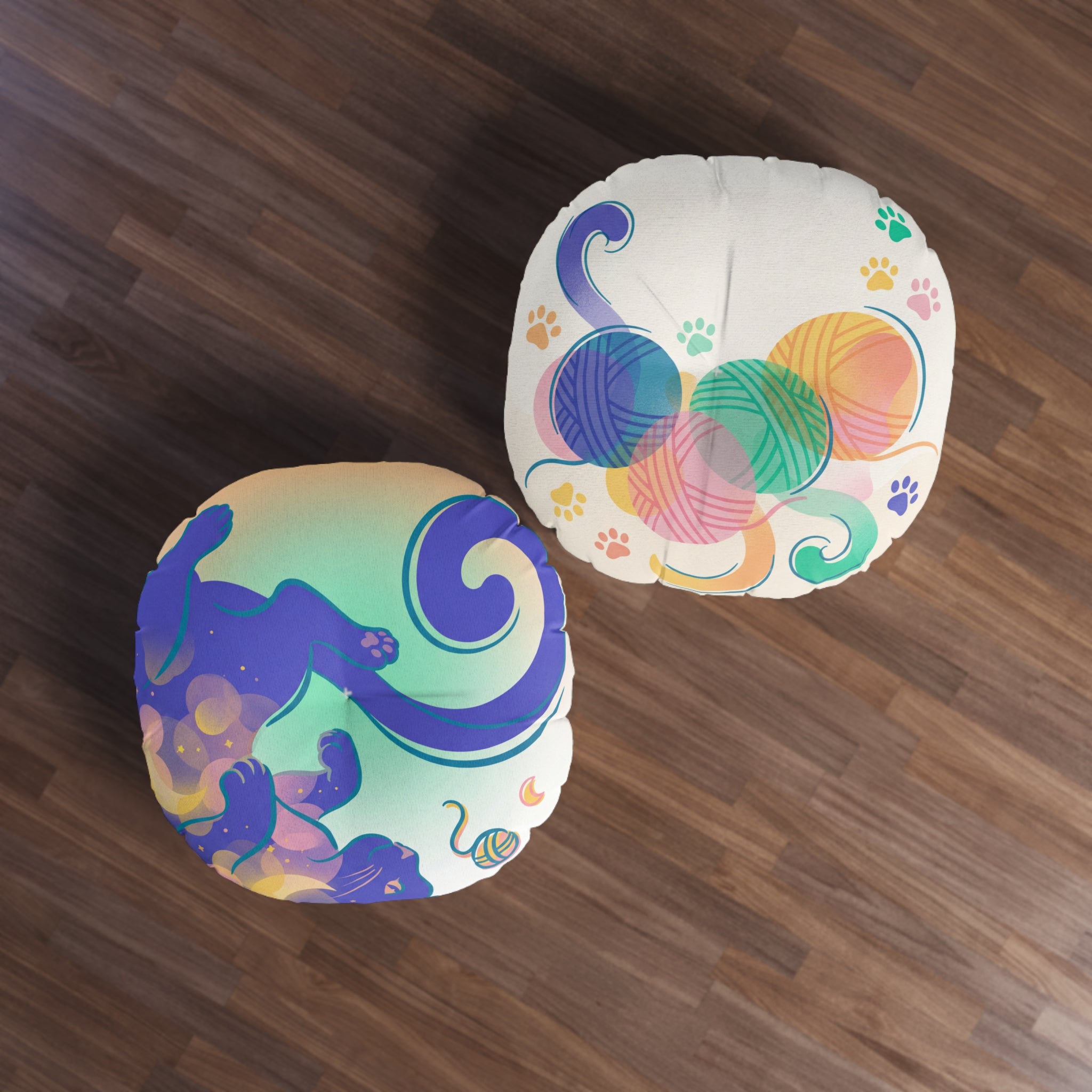 Dreamy Double-Exposure Cat Floor Pillow