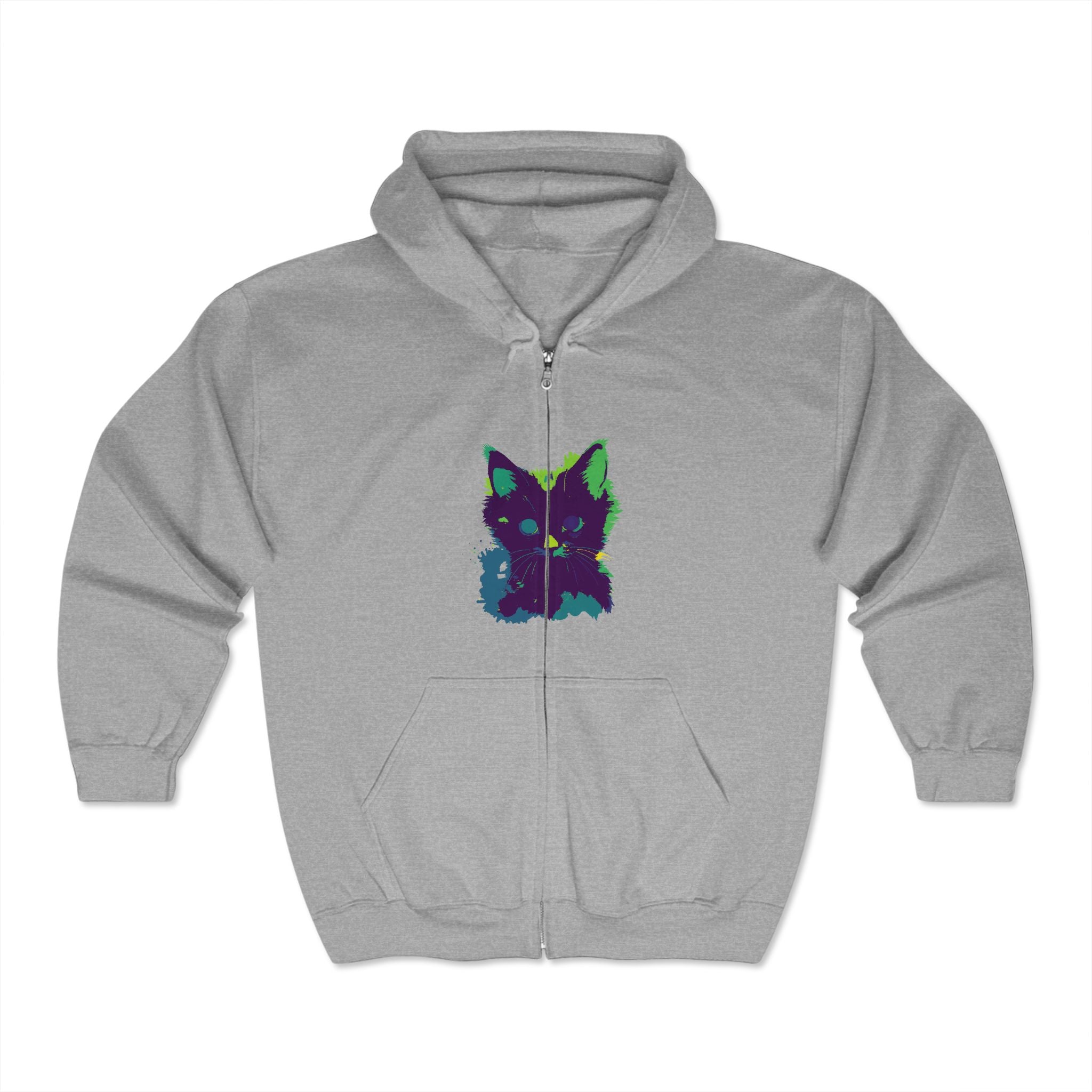 Beautiful watercolor hoodie featuring a mystical black cat design on the front