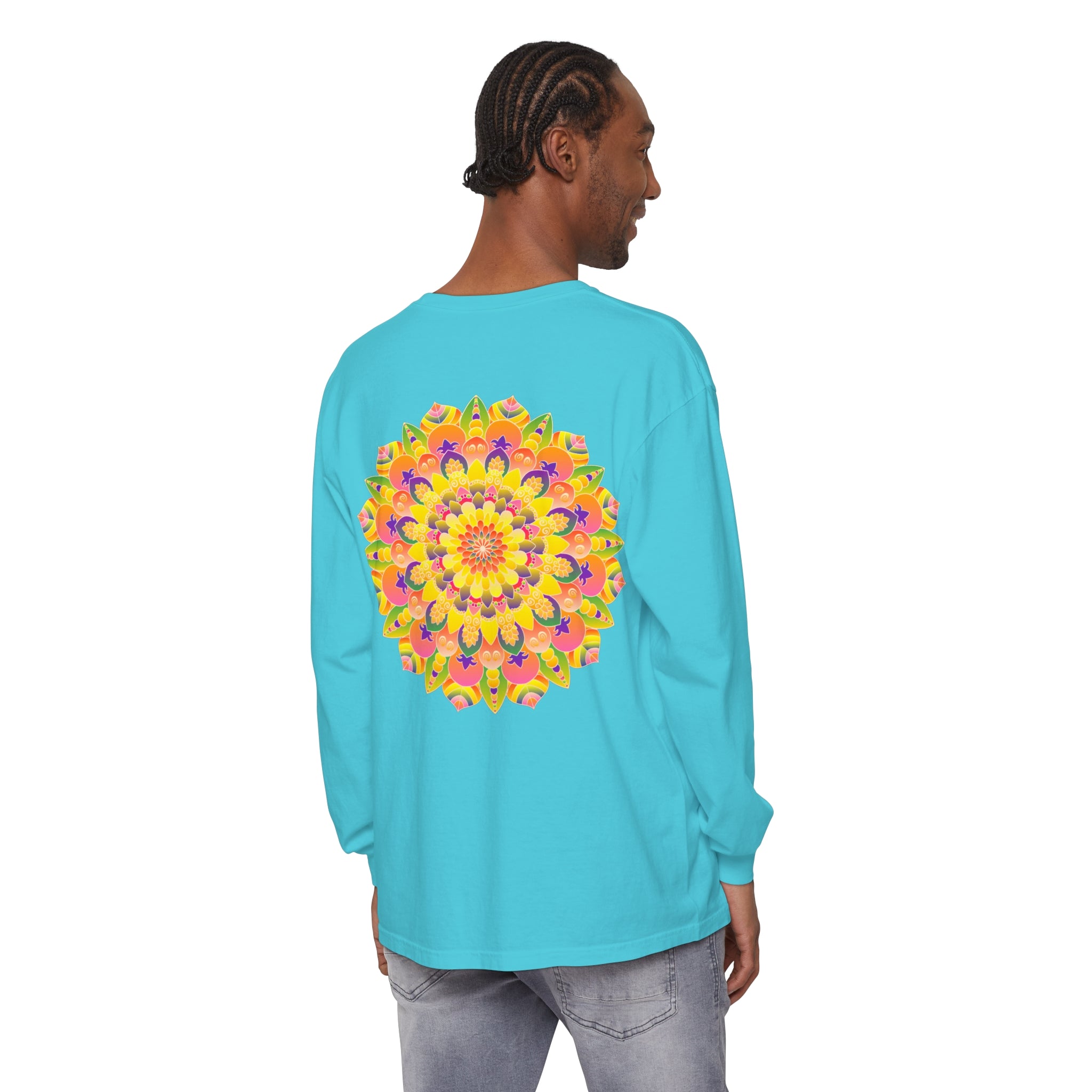 Colorful and intricate mandala design long sleeve t-shirt for all genders