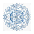 Handcrafted steel blue mandala design wall art on matte canvas, stretched, 125 inches