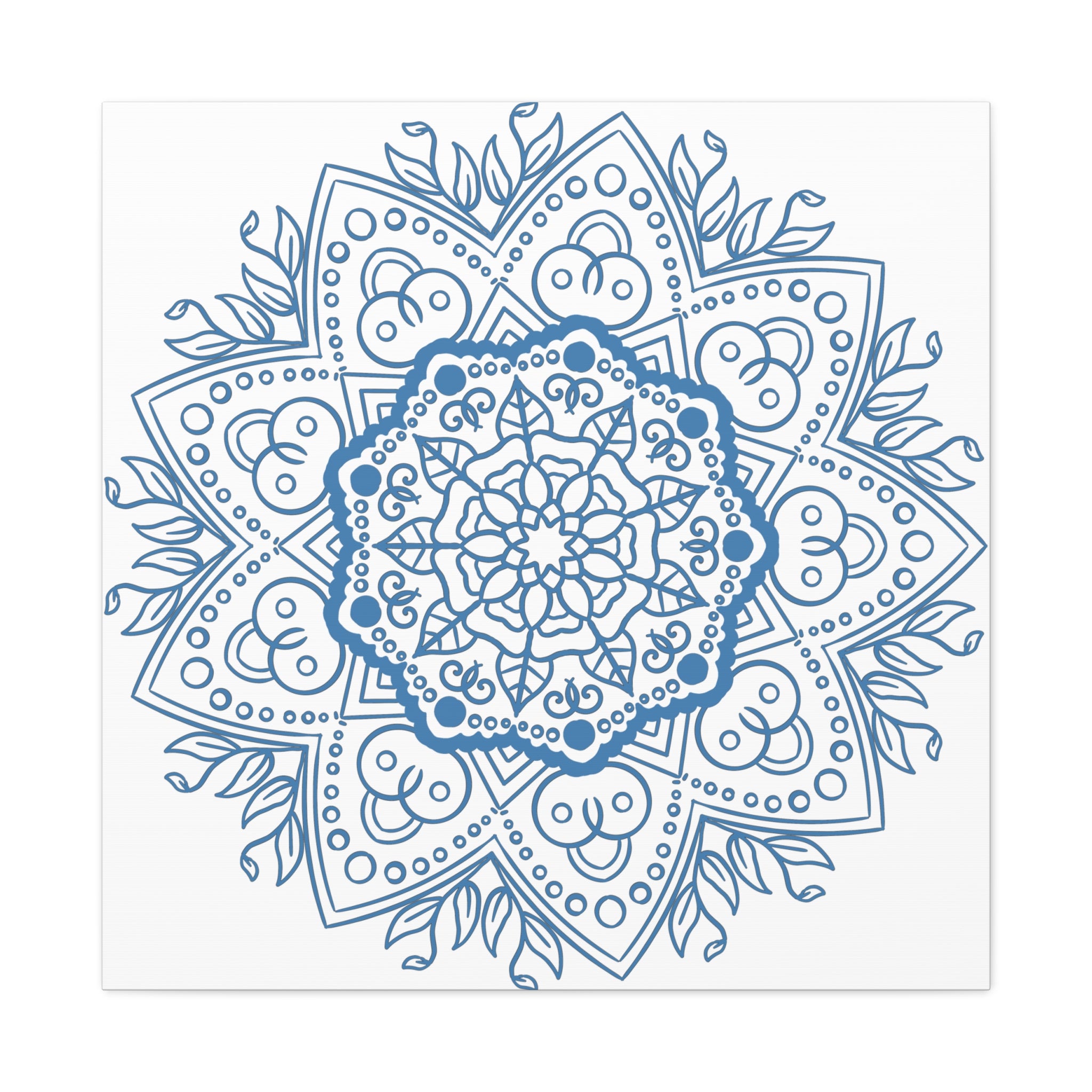 Handcrafted steel blue mandala design wall art on matte canvas, stretched, 125 inches