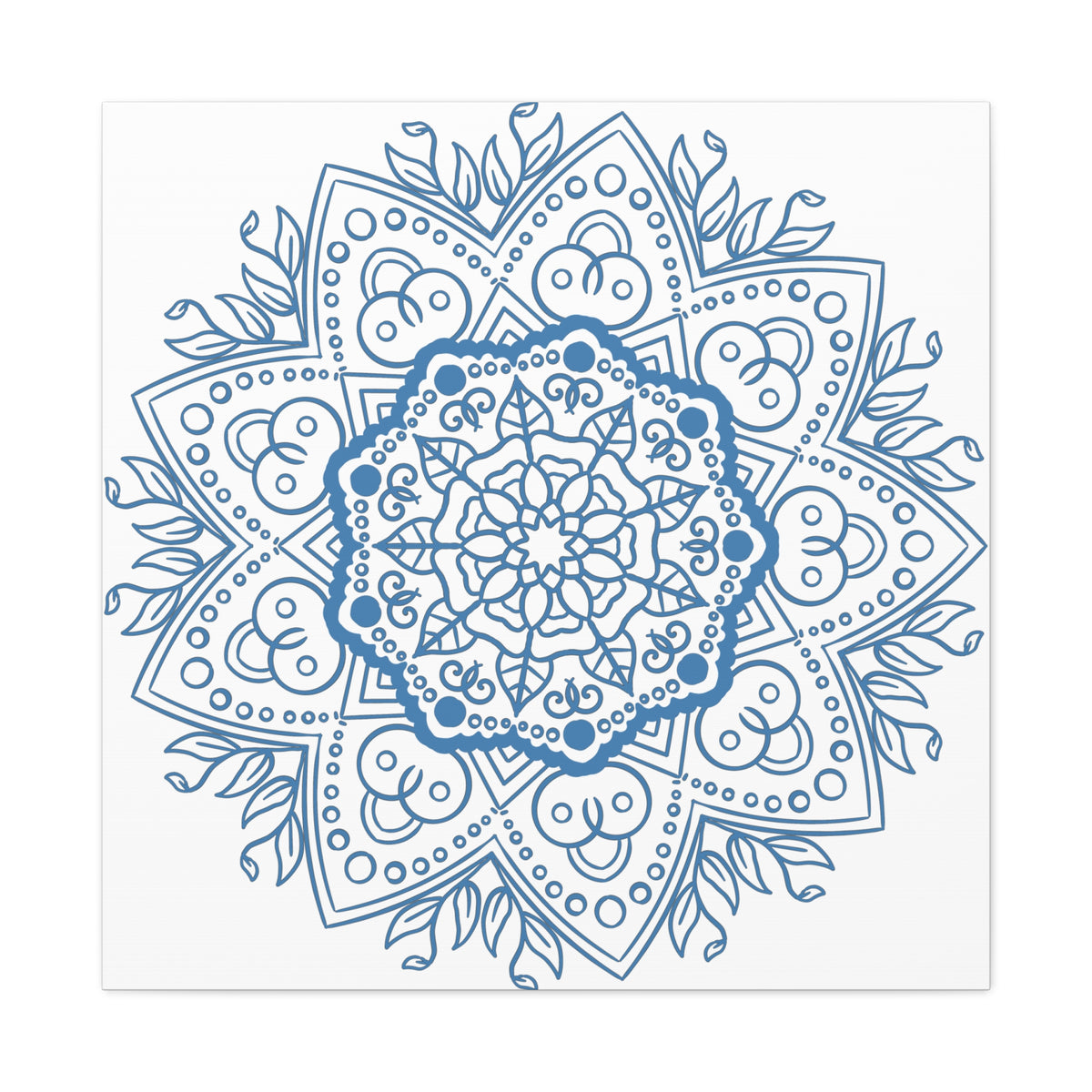 Handcrafted steel blue mandala design wall art on matte canvas, stretched, 125 inches