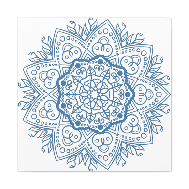 Handcrafted steel blue mandala design wall art on matte canvas, stretched, 125 inches