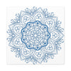 Handcrafted steel blue mandala design wall art on matte canvas, stretched, 125 inches