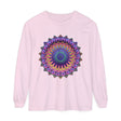 Intricate mandala design featuring intricate patterns on a unisex long sleeve t-shirt