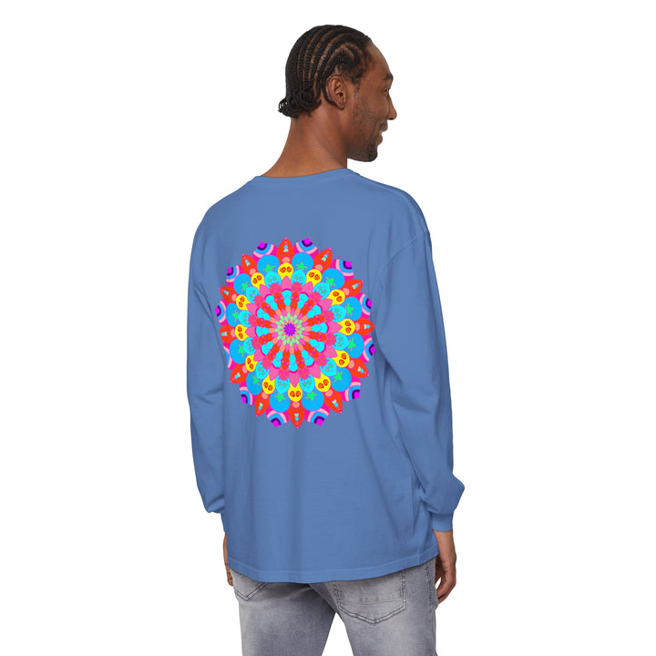 Vibrant and intricate mandala design long sleeve t-shirt for both men and women