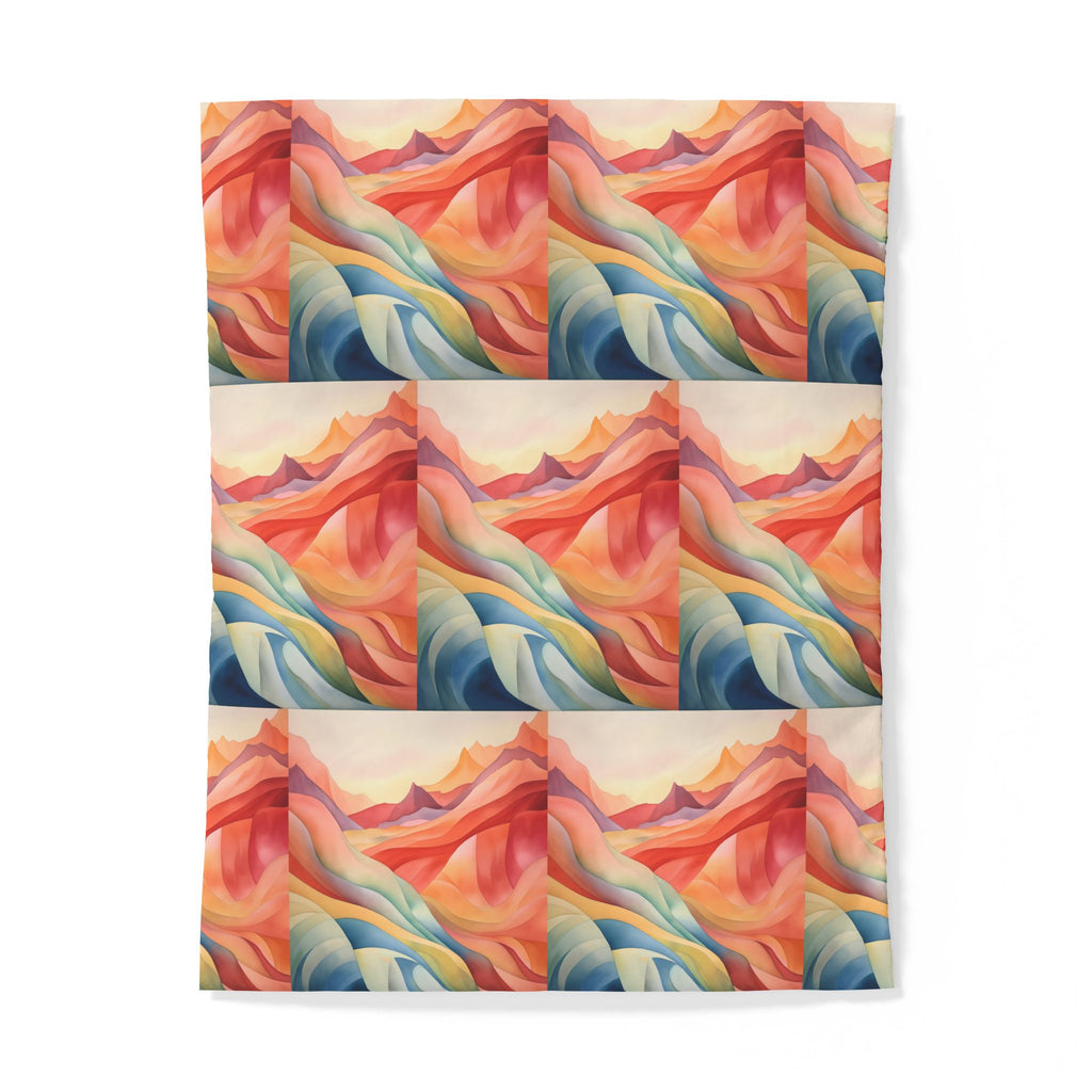 Abstrakter Bettbezug „Sonnenuntergangswellen“ aus Baumwolle