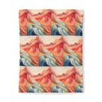 Abstrakter Bettbezug „Sonnenuntergangswellen“ aus Baumwolle