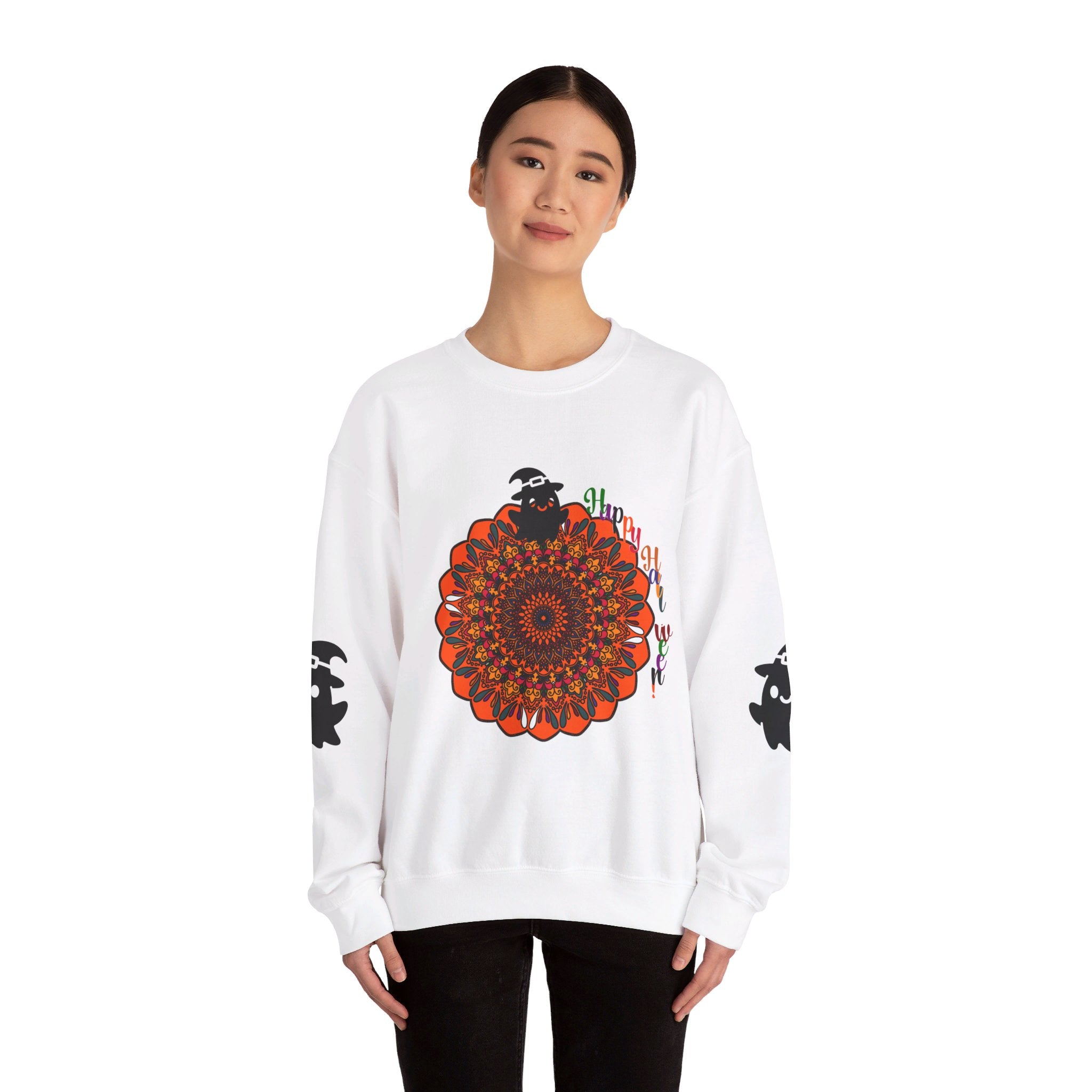 Unisex heavy blend crewneck sweatshirt with cute ghosts, perfect for Halloween