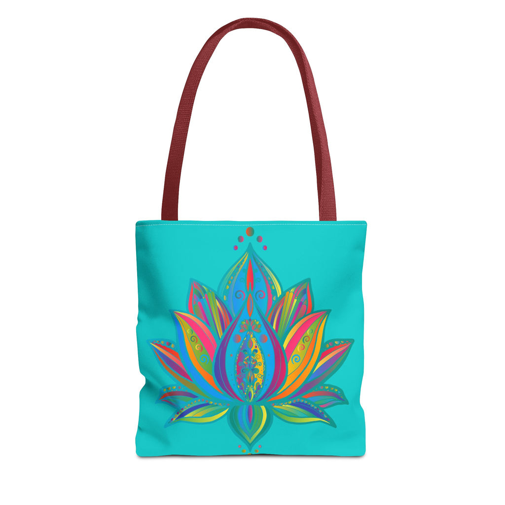 Stunning azure Mandala Lotus Tote Bag, perfect for carrying all your essentials