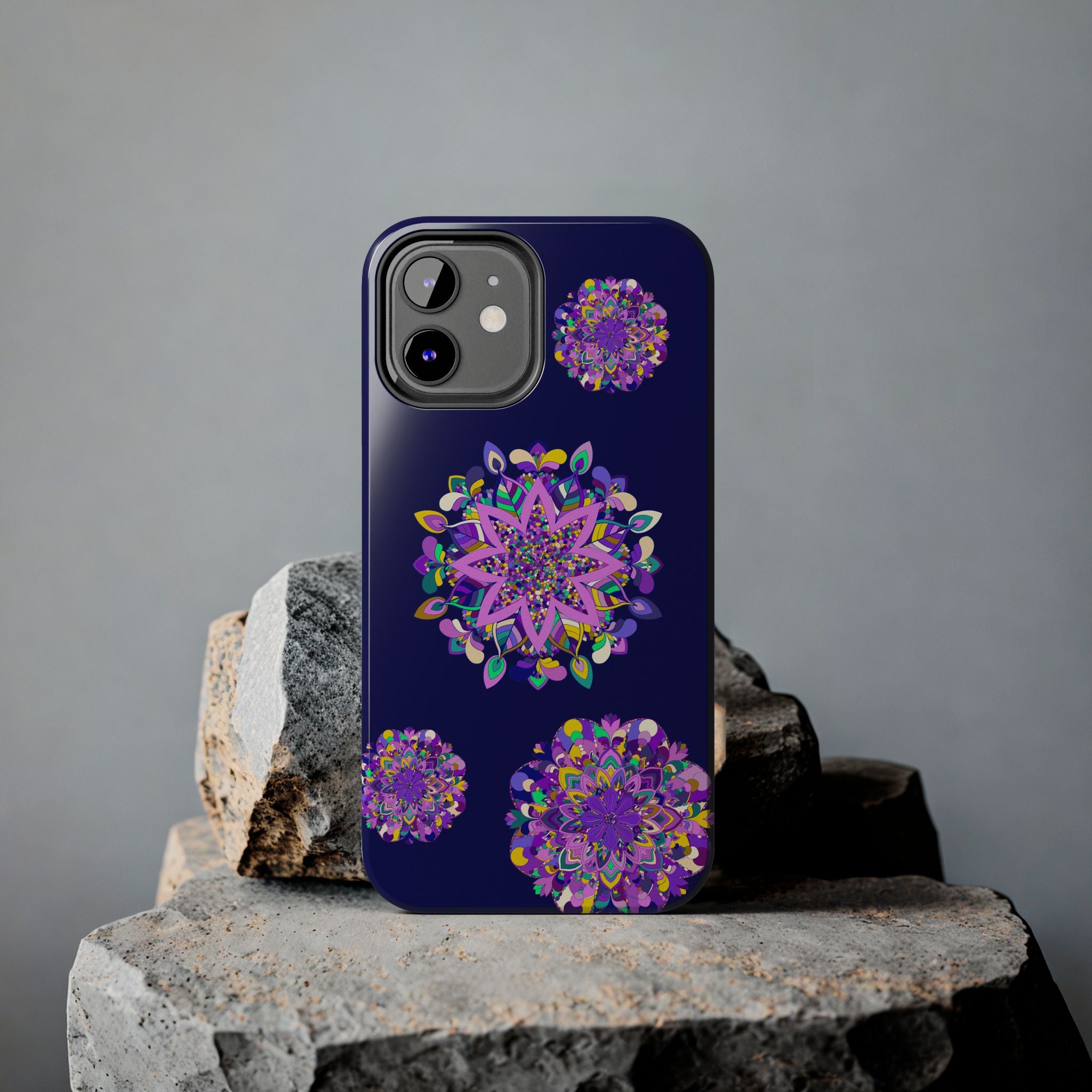 Hand Drawn Mandala Art Purple Shades Phone Case - Durable and Shock Absorbent, perfect for protecting your phone while showcasing beautiful, intricate artwork in shades of purple