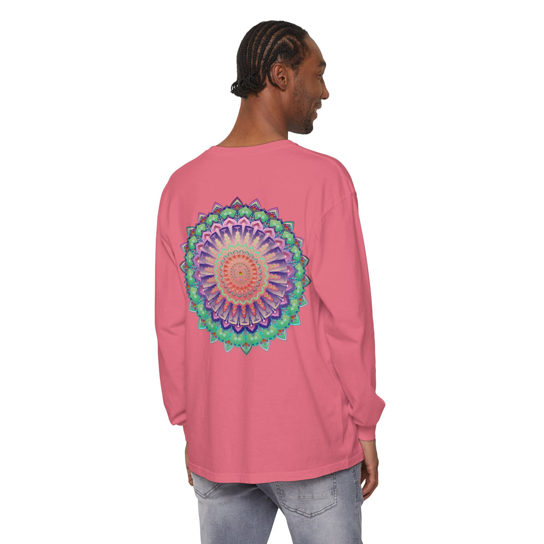 Colorful and intricate mandala design long sleeve t-shirt for both men and women