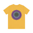 A close-up image of a beautiful Mandala Tee, featuring intricate and colorful spiritual designs that symbolize peace and harmony