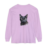 Black cat watercolor long sleeve t-shirt with mystical design