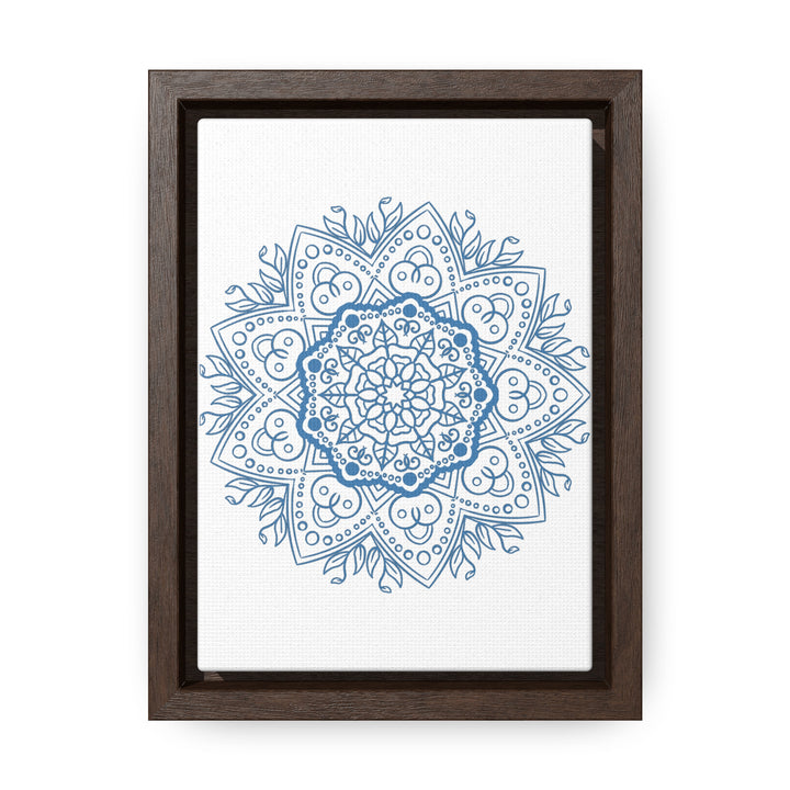 Mandala Handmade Art - Steel Blue - Gallery Canvas Wraps, Vertical Frame - Beautiful handcrafted mandala design wall art in stunning steel blue color