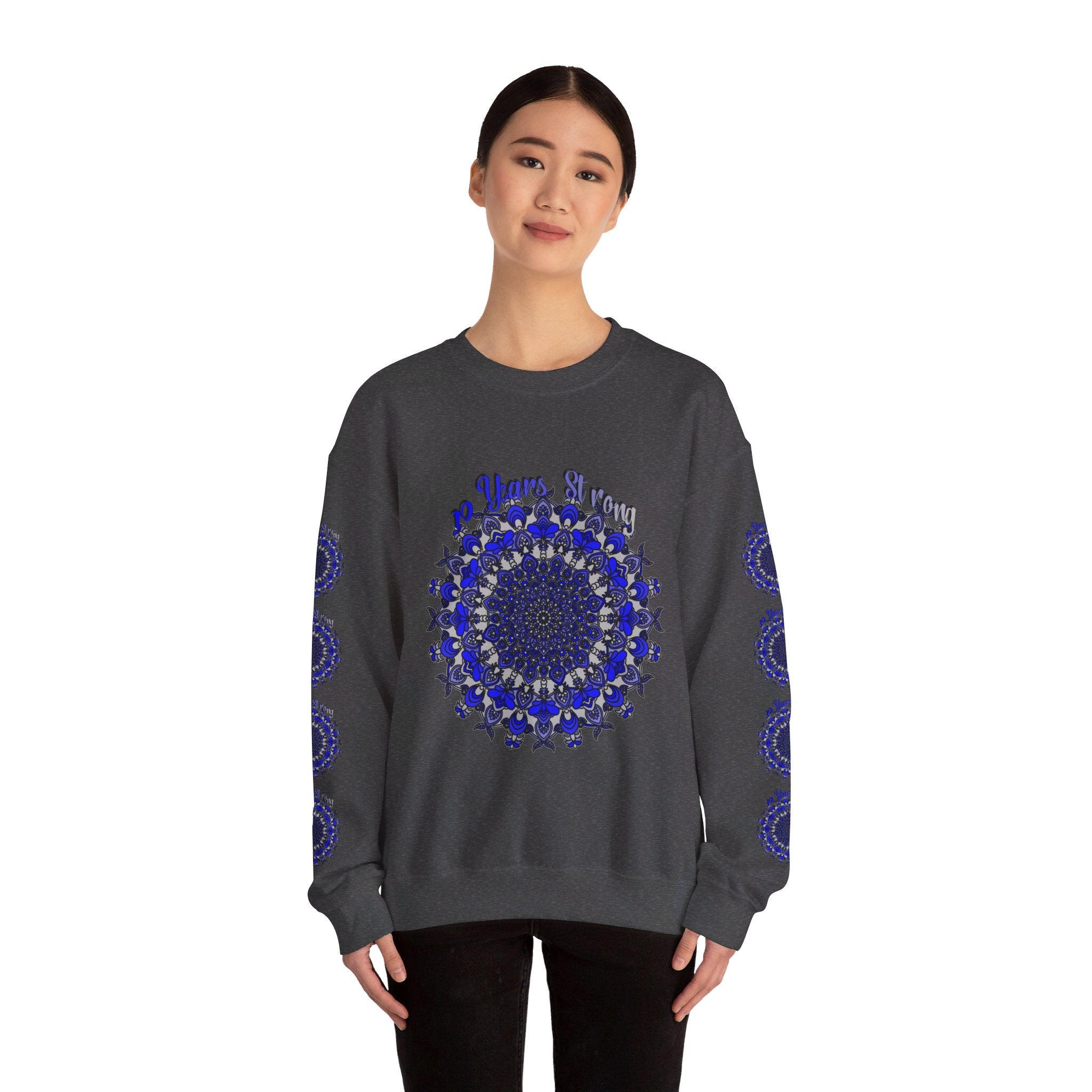 Charcoal grey sweatshirt with 10th Anniversary design