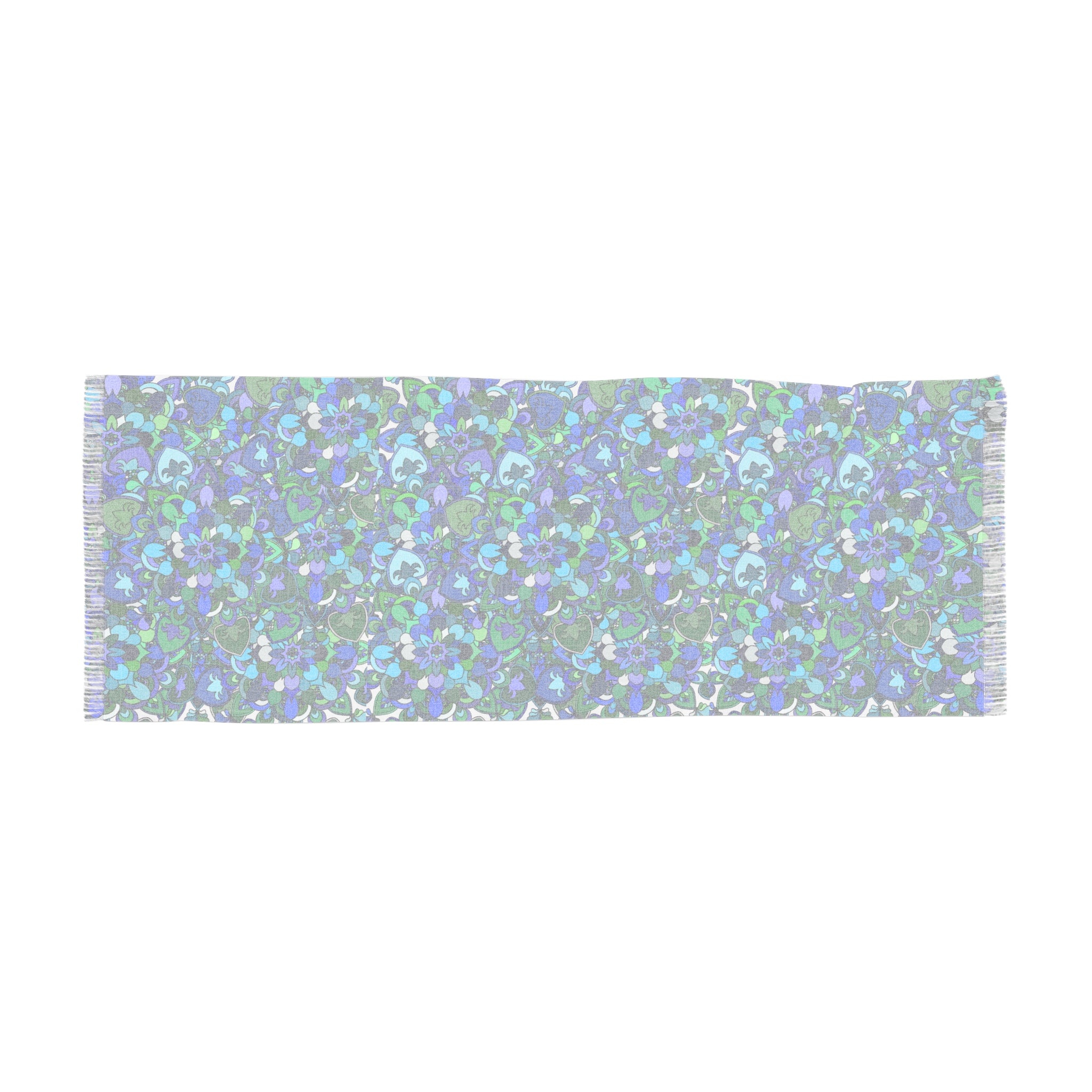 Blue Mandala Flower Light Scarf — Floral Patterned Wrap