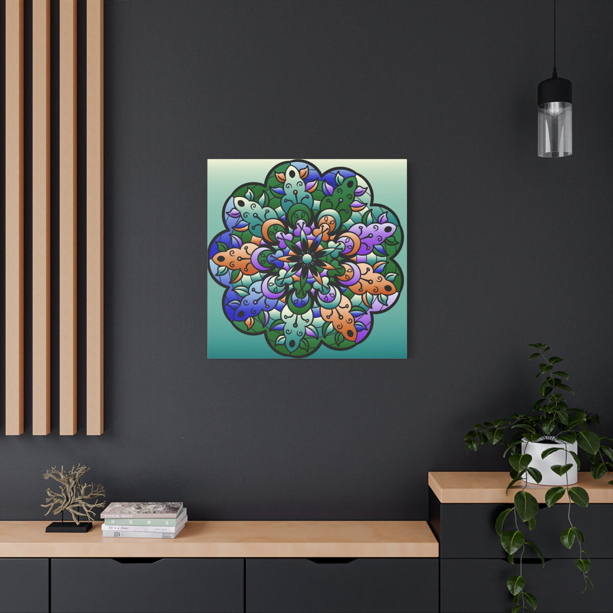 Floral Mandala Matte Canvas Print — Colorful Stretched Wall Art
