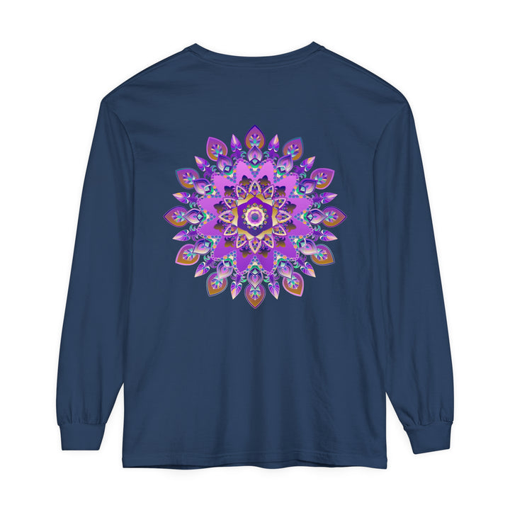 Beautiful purple and gold mandala design long sleeve t-shirt for women