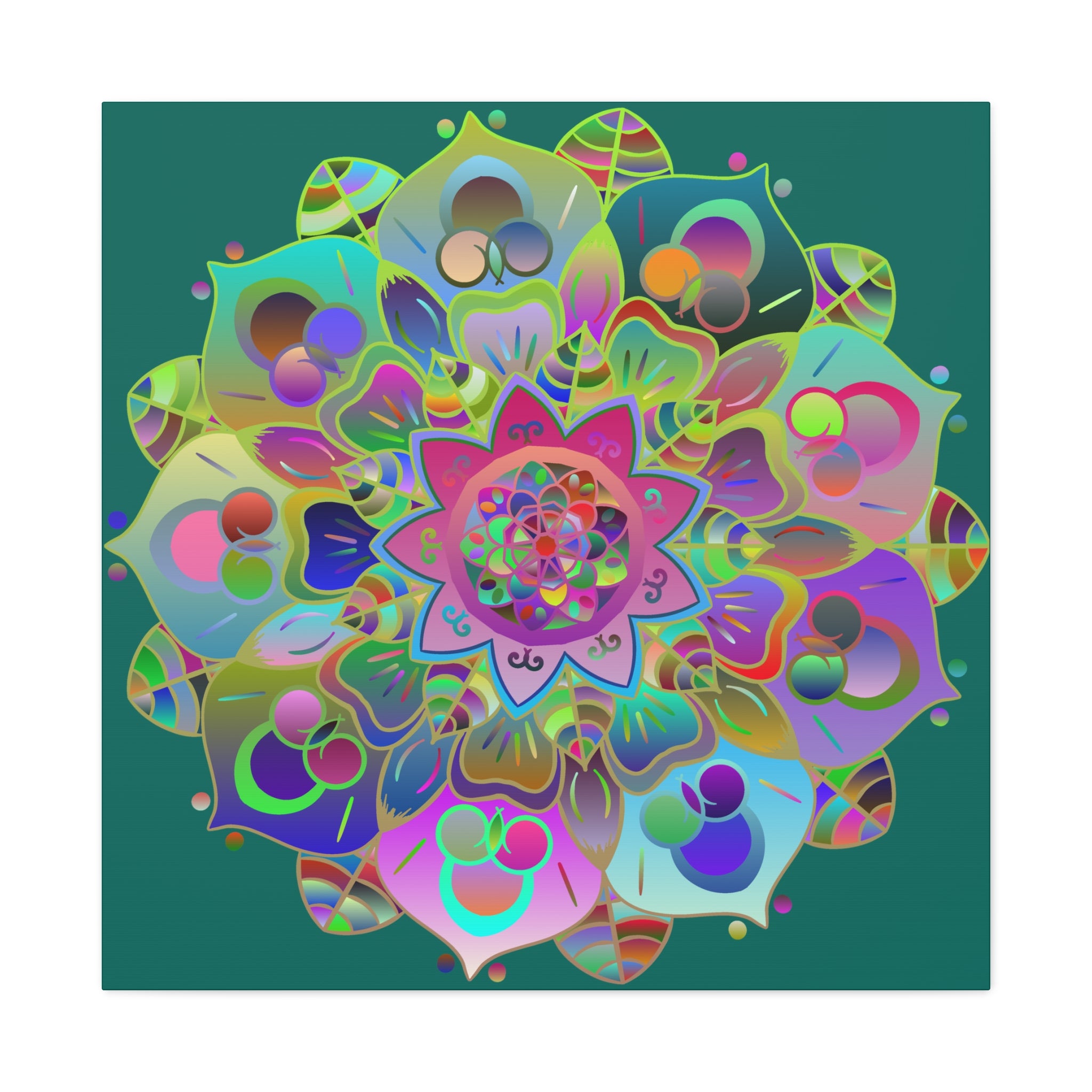 Vibrant Mandala Matte Canvas Wall Art — Colorful Boho Stretched Canvas