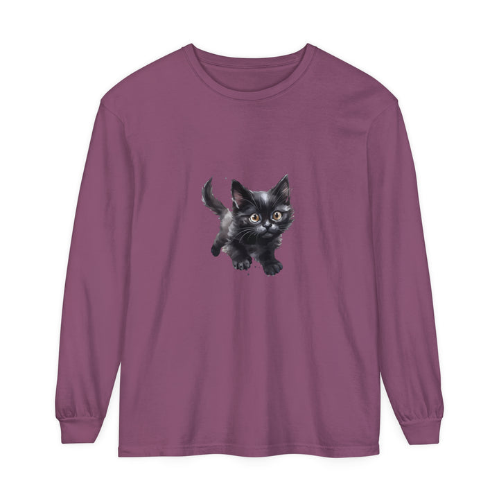 Adorable watercolor illustration of a playful kitten on a t-shirt