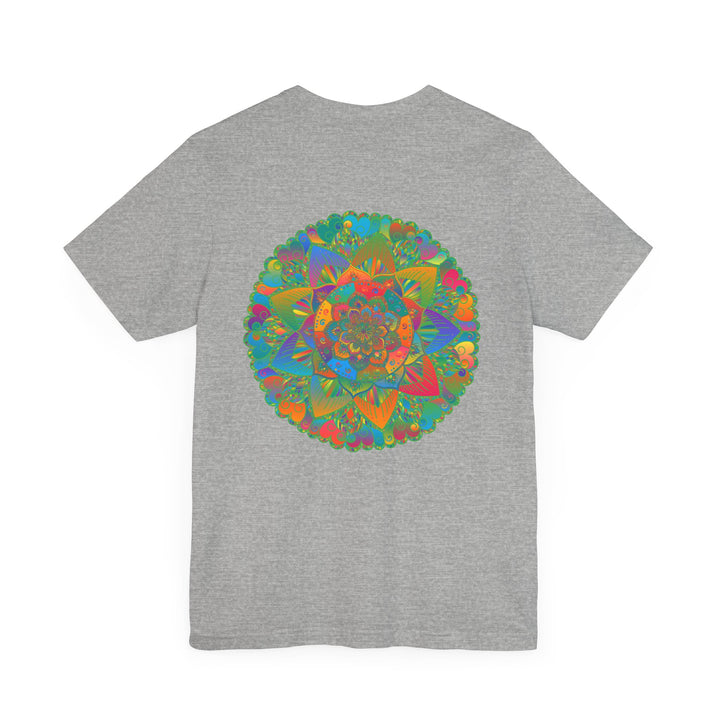 A beautifully designed t-shirt featuring a vibrant mandala symbolizing spiritual peace and harmony