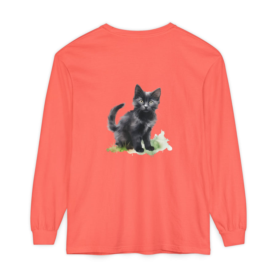 Full Sleeve Tee | Black Cat Watercolor