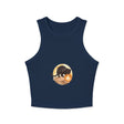  Black Cat Moon Racerback Tank Top in black color with a stylish moon and cat graphic