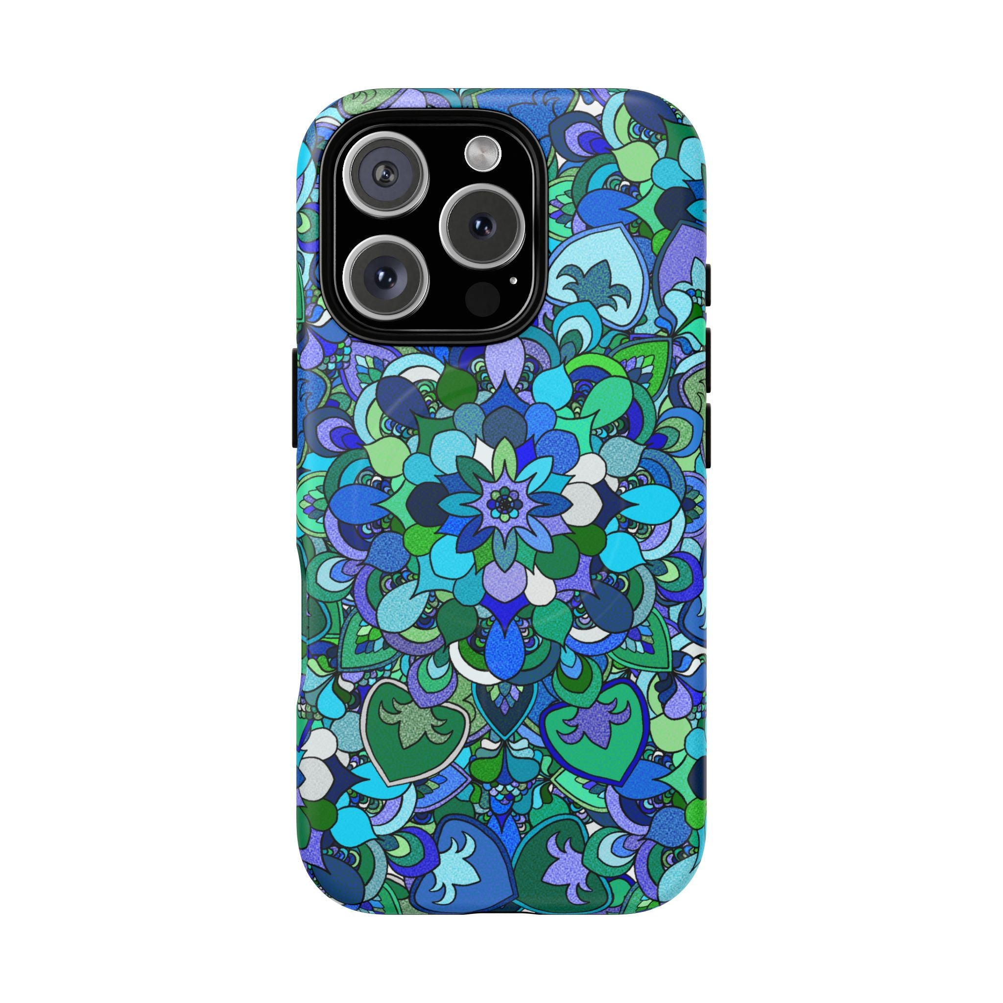 Floral Mandala Tough Magnetic Phone Case — Blue Green Pattern