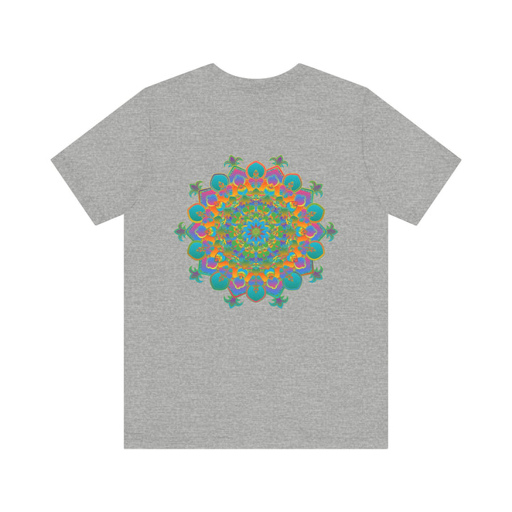 A vibrant mandala tee featuring intricate spiritual designs for peace and harmony