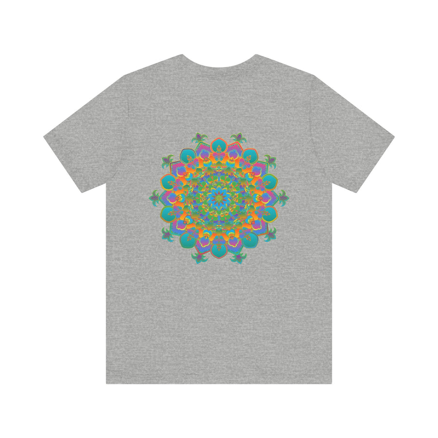 A vibrant mandala tee featuring intricate spiritual designs for peace and harmony