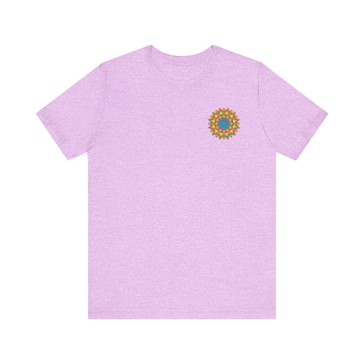 Beautiful and colorful Vibrant Mandala T-Shirt with a message of Peace & Harmony