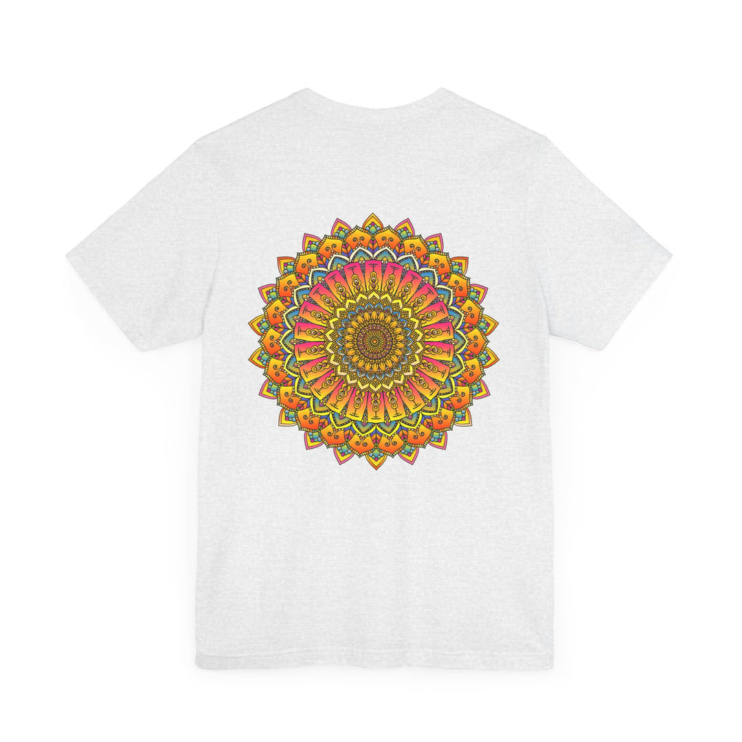 A beautiful and colorful mandala design tee promoting spiritual peace and harmony